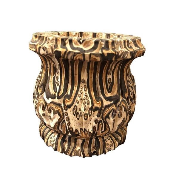Vintage NEW ZEALAND MAMUKA NATURAL PONGA WOOD TREE FERN ART VASE - Picture 2 of 15